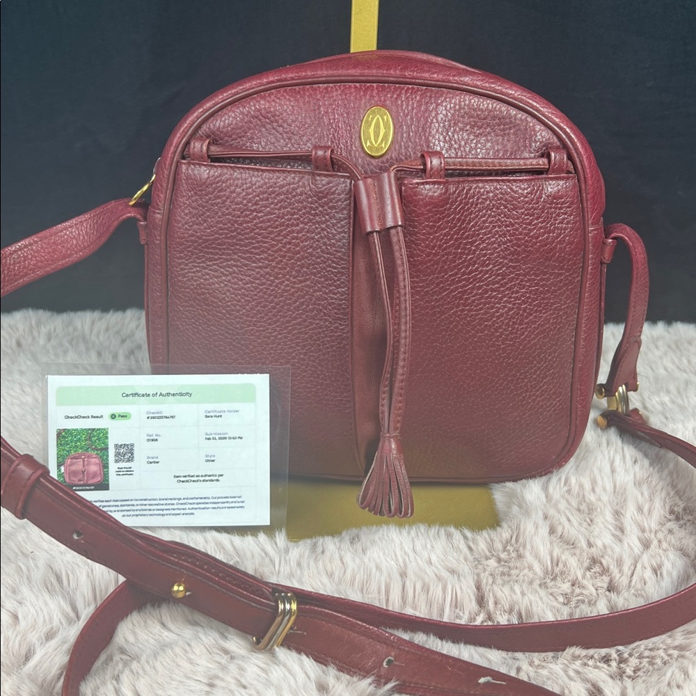 Cartier Must de Cartier Leather Camera Bag - Bordeaux Red - Vintage - COA